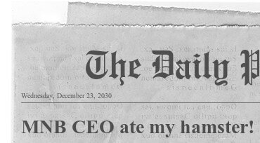 Newspaper Headline: MNB CEO ate my Hamster!